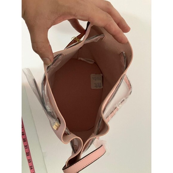 Elizabeth Arden New York Woman's Purse Drawstring Pink Blush Tote Crossbody Bag - Picture 12 of 16